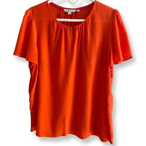 ✨ Bold & Breezy: Bright Orange Chiffon Blouse by Boden, Size 14 ✨ - Picture 1 of 9